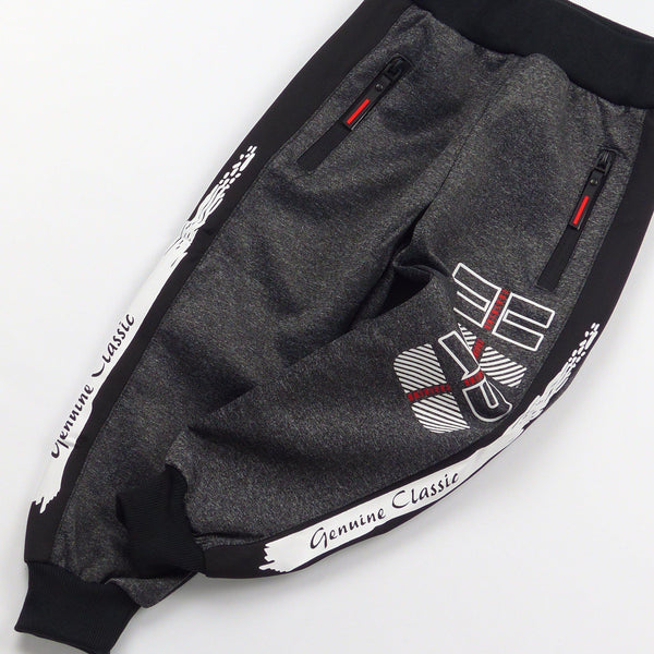 Boys' HARD Training' Printed Grey/Black Joggers (4-9y) - Clothes4Kids