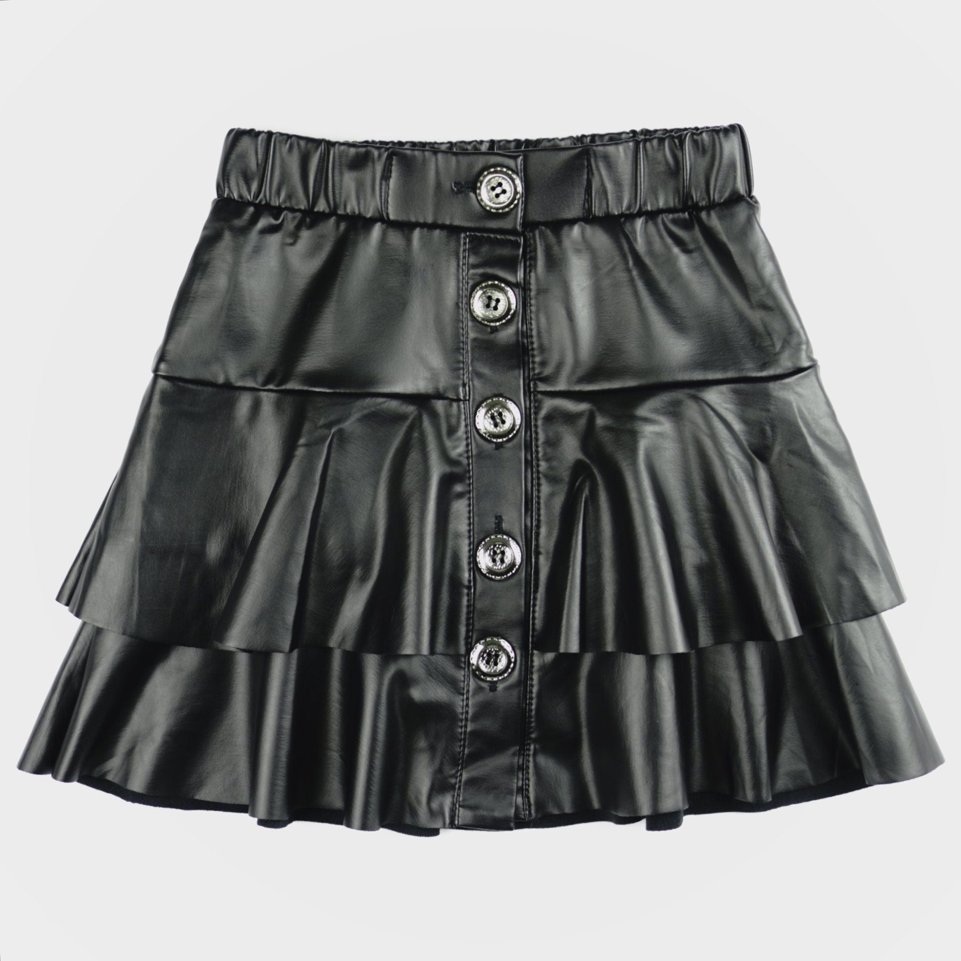 Girls' Black Faux Leather Skirt (4-10y) - Clothes4Kids