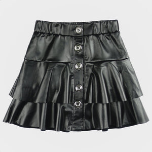 Girls' Black Faux Leather Skirt (4-10y) - Clothes4Kids