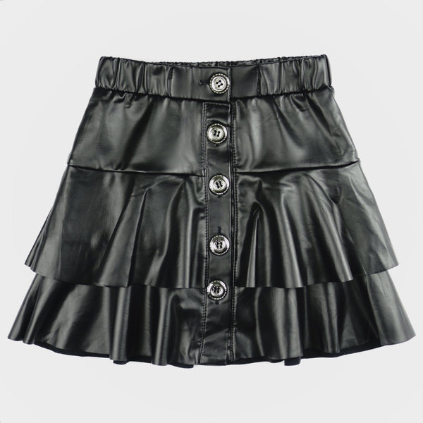 Girls' Black Faux Leather Skirt (4-10y) - Clothes4Kids