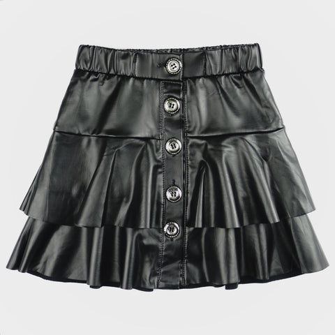 Girls' Black Faux Leather Skirt (4-10y) - Clothes4Kids