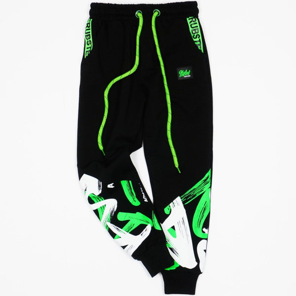 Boys' Graffiti' Printed Black/Green/White Tracksuit (8-13y) - Clothes4Kids