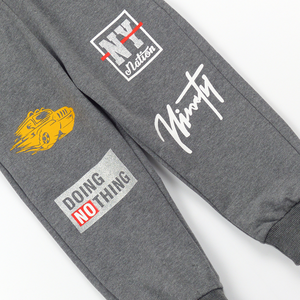 Boys' Doing Nothing' Printed Grey Joggers (2-8y) - Clothes4Kids