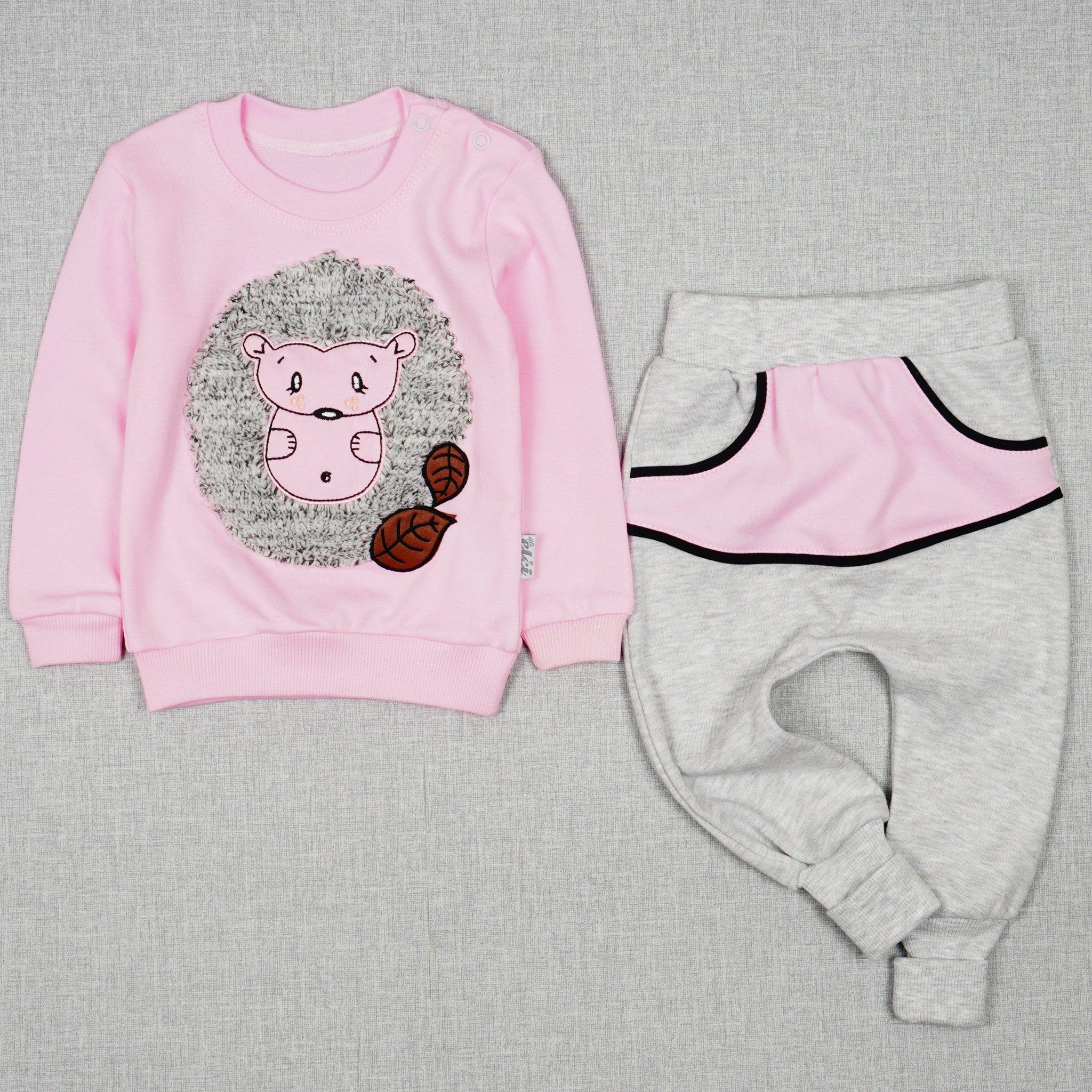 Baby Girl 'Hedgehog' 'Grow with Me' Style Pink/Grey Set (0-9m) - Clothes4Kids