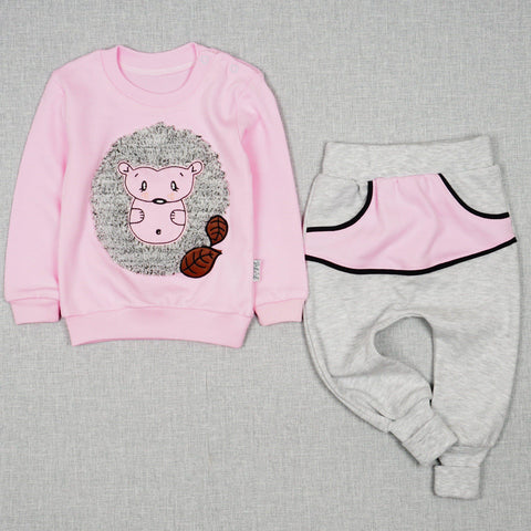 Baby Girl 'Hedgehog' 'Grow with Me' Style Pink/Grey Set (0-9m) - Clothes4Kids