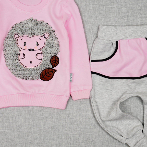 Baby Girl 'Hedgehog' 'Grow with Me' Style Pink/Grey Set (0-9m) - Clothes4Kids
