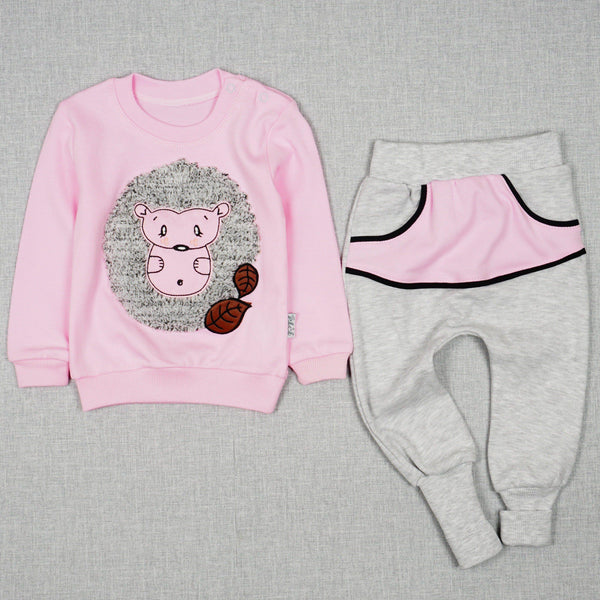Baby Girl 'Hedgehog' 'Grow with Me' Style Pink/Grey Set (0-9m) - Clothes4Kids