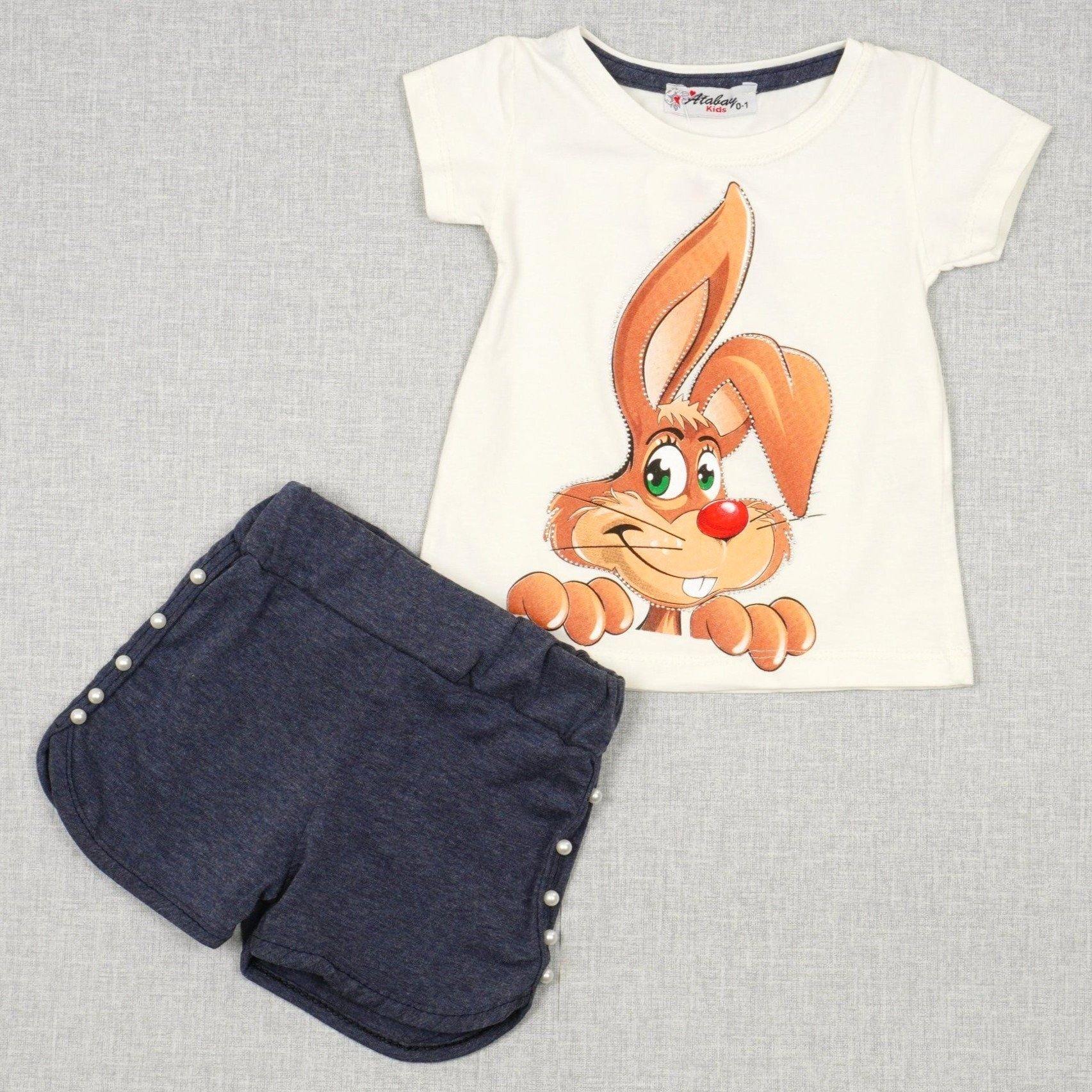 Girls' Bunny ' Printed Pink/Cream Summer Set (9m-3y) - Clothes4Kids