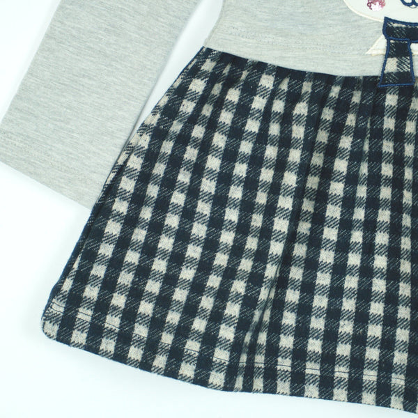 Girls' Little Rabbit/Bunny Sequin Long Sleeve Checked Dress (2-8y) - Clothes4Kids