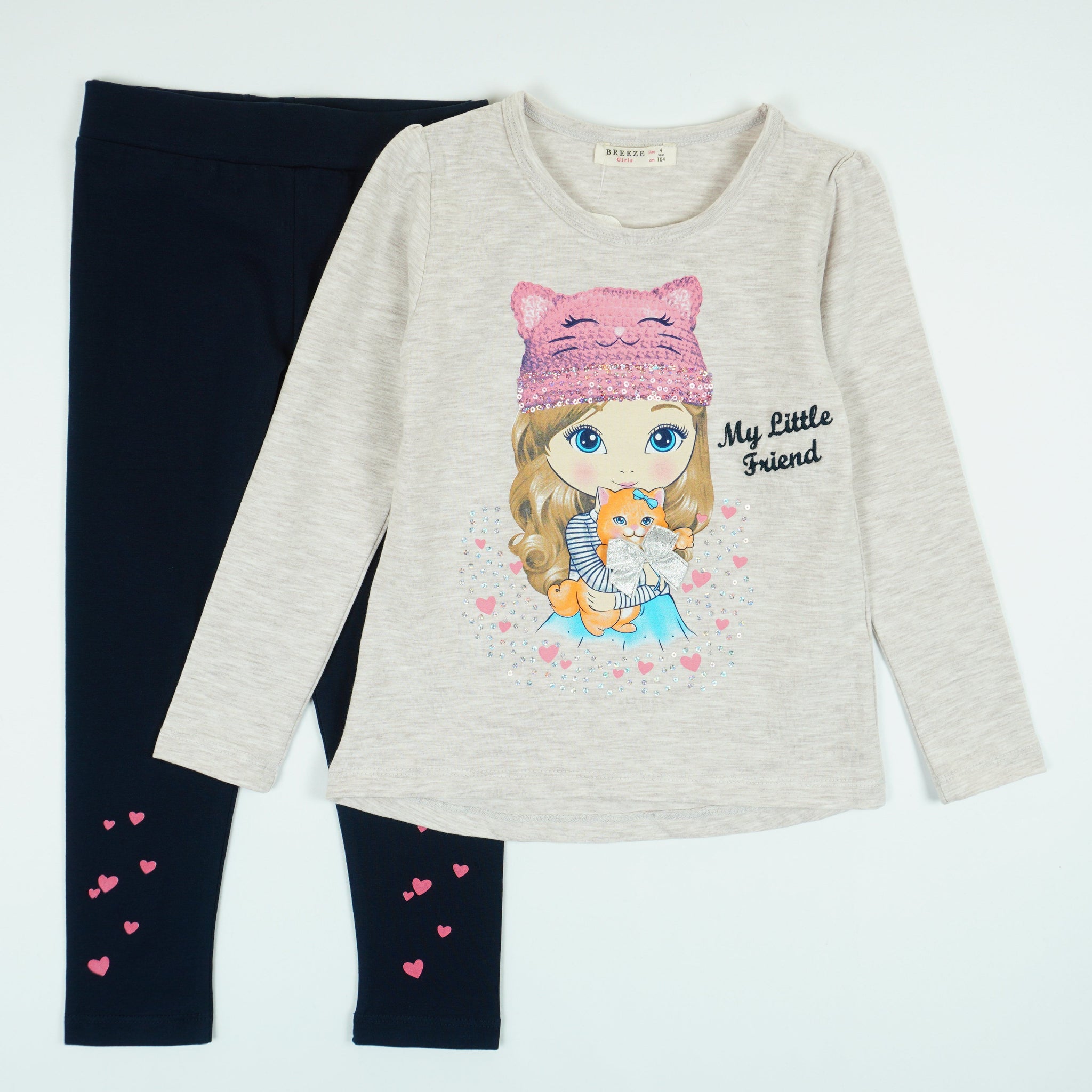 Girls' Sequin My Little Friend Cat' Printed Set (3-7y) - Clothes4Kids