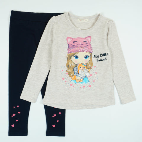 Girls' Sequin My Little Friend Cat' Printed Set (3-7y) - Clothes4Kids