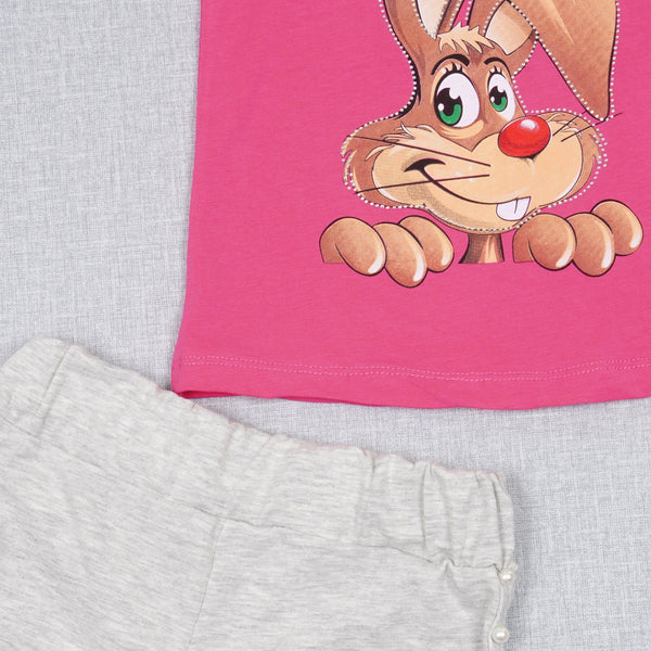 Girls' Bunny ' Printed Pink/Cream Summer Set (9m-3y) - Clothes4Kids