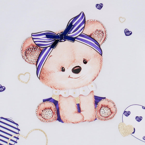 Girls' Teddy Bear ' Printed Pink/White T-Shirt / Tunic (2-7y) - Clothes4Kids