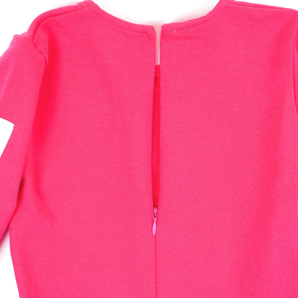 Girls' Long Sleeve Raspberry Pink Teddy Bear Dress (2-5y)