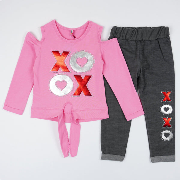 Girls' XO' Pink/Grey Summer Set (18m-5y) - Clothes4Kids