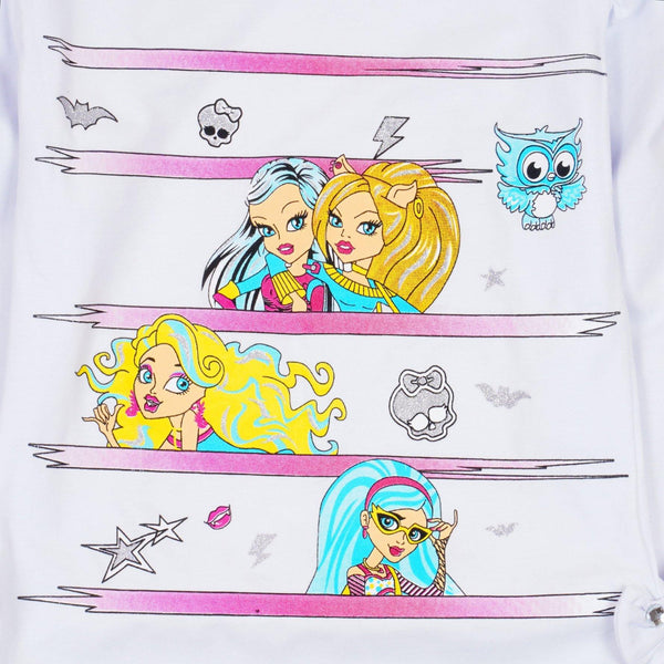 Girls' Monster High' Printed Long Sleeve White/Mint Top (6-12y) - Clothes4Kids