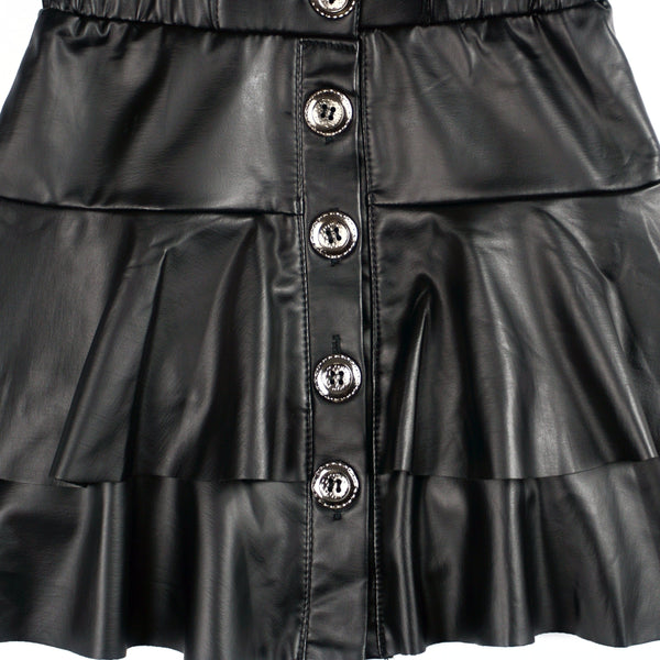 Girls' Black Faux Leather Skirt (4-10y) - Clothes4Kids