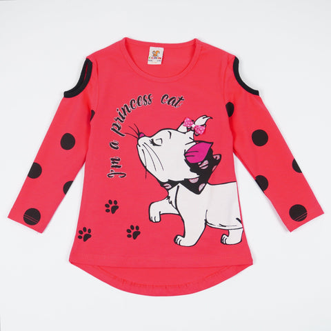 Girls' I'm a Princess Cat' Printed Raspberry Pink Top (18m-5y) - Clothes4Kids