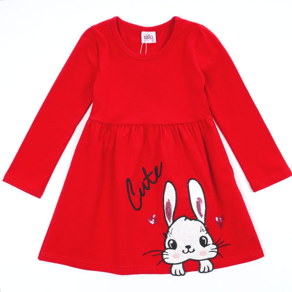 Girls' Sequin 'Cute Bunny' Long Sleeve Dress (18m-6y) - Clothes4Kids