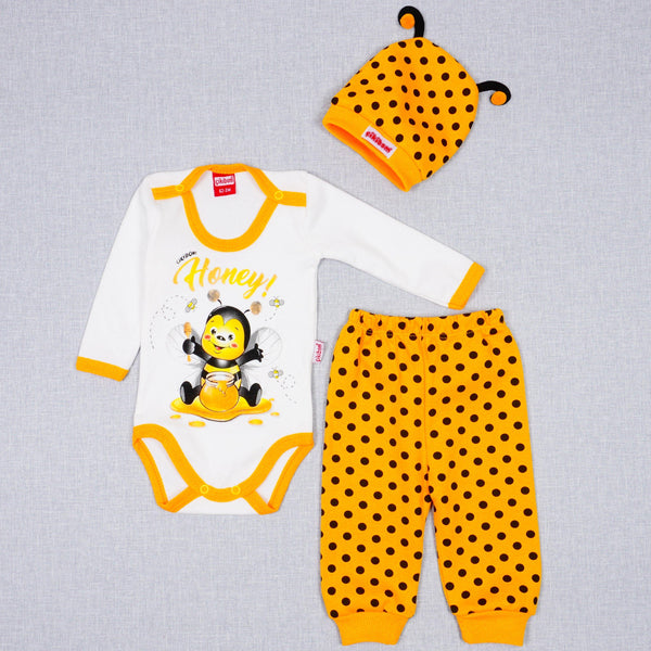 Baby Unisex 'Honey Bee' Printed Yellow/White Set (0-9m) - Clothes4Kids