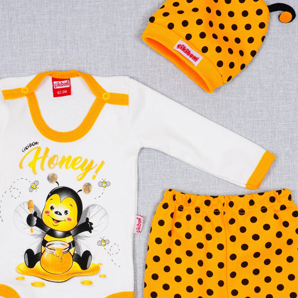 Baby Unisex 'Honey Bee' Printed Yellow/White Set (0-9m) - Clothes4Kids