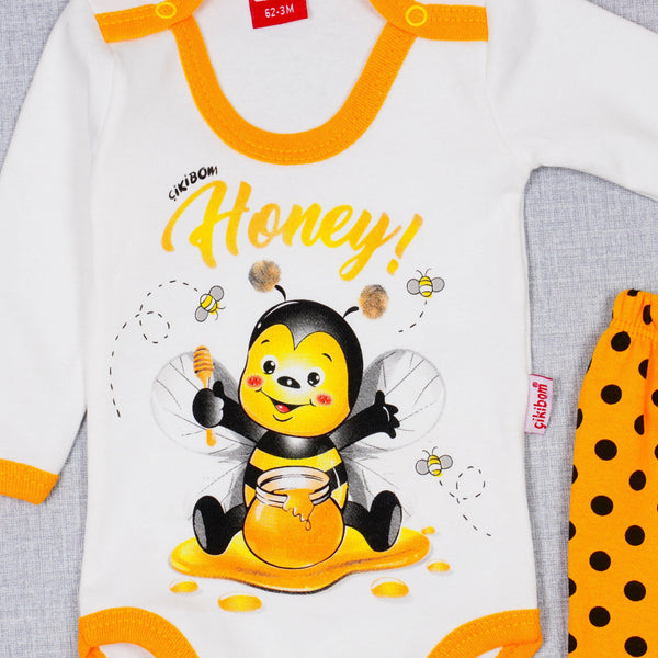 Baby Unisex 'Honey Bee' Printed Yellow/White Set (0-9m) - Clothes4Kids
