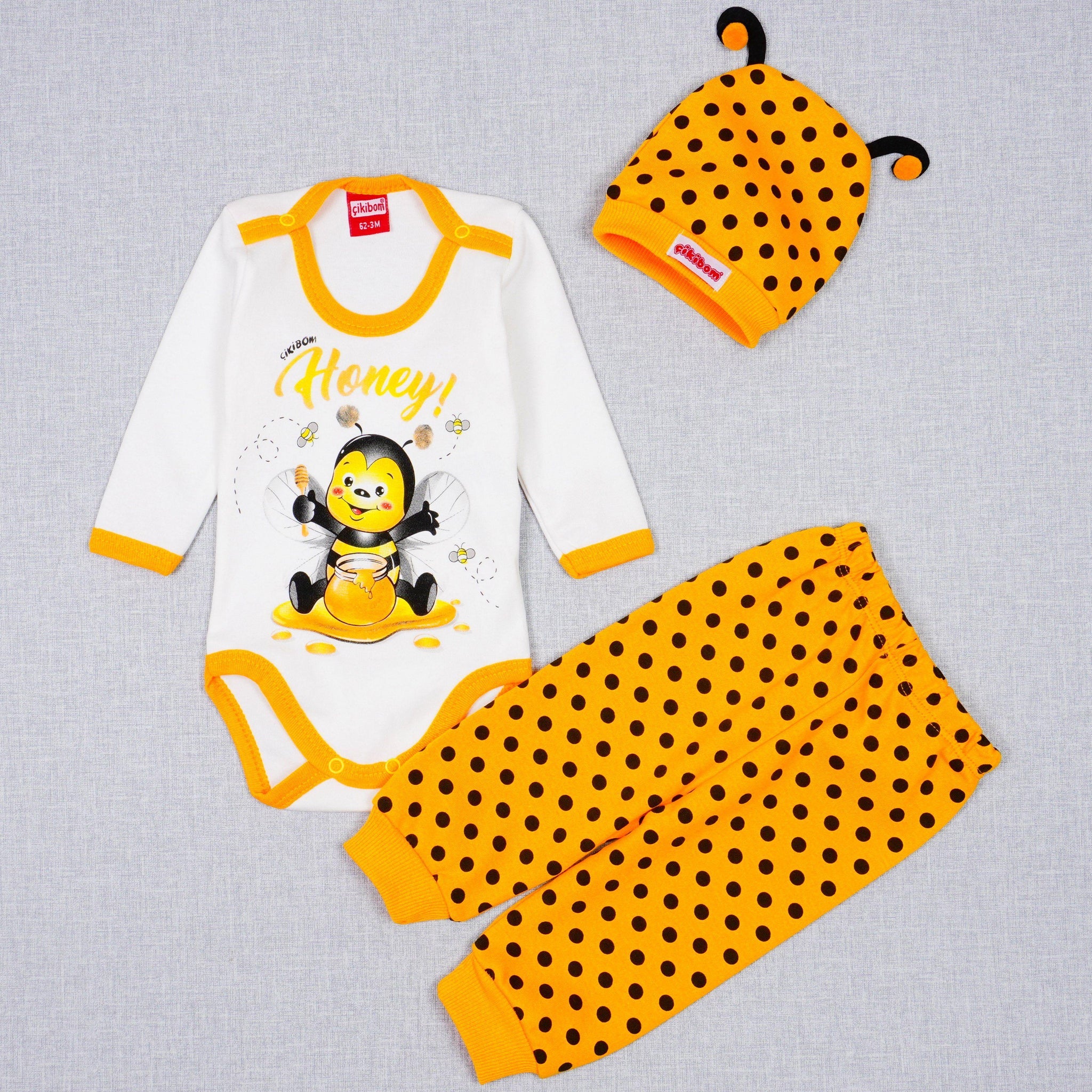 Baby Unisex 'Honey Bee' Printed Yellow/White Set (0-9m) - Clothes4Kids