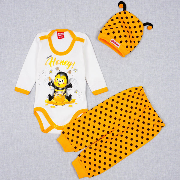 Baby Unisex 'Honey Bee' Printed Yellow/White Set (0-9m) - Clothes4Kids