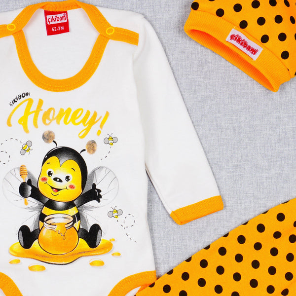 Baby Unisex 'Honey Bee' Printed Yellow/White Set (0-9m) - Clothes4Kids