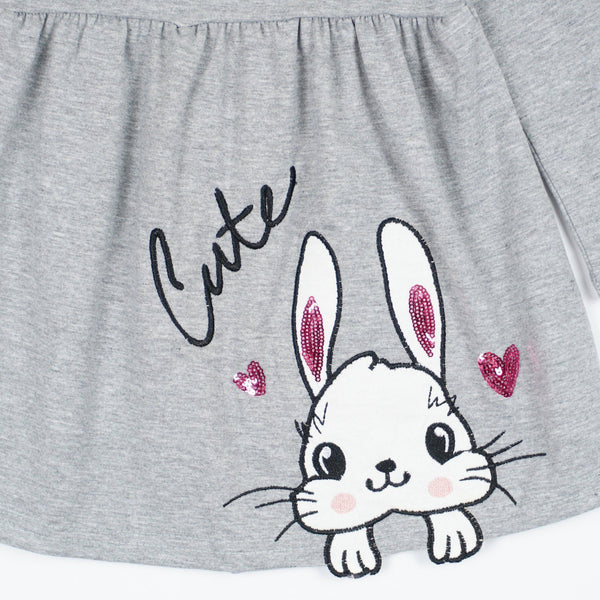 Girls' Sequin 'Cute Bunny' Long Sleeve Dress (18m-6y) - Clothes4Kids
