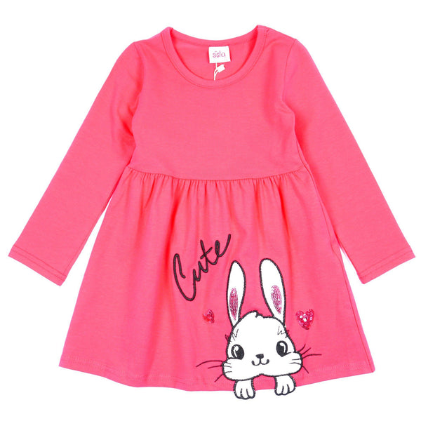 Girls' Sequin 'Cute Bunny' Long Sleeve Dress (18m-6y) - Clothes4Kids