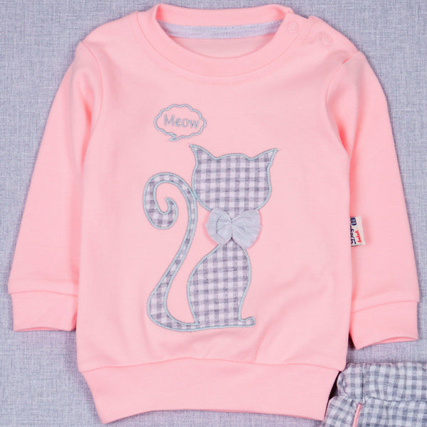 Baby Girl 'Cat' Grow with Me' Peach/Grey Set (3-12m) - Clothes4Kids