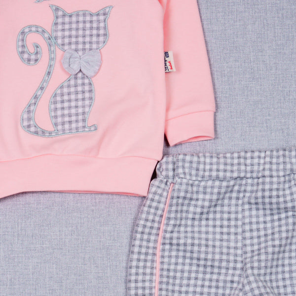 Baby Girl 'Cat' Grow with Me' Peach/Grey Set (3-12m) - Clothes4Kids