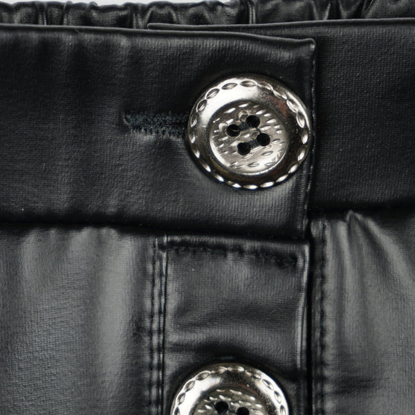 Girls' Black Faux Leather Skirt (4-10y) - Clothes4Kids