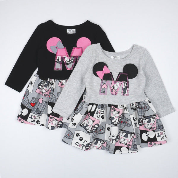 Girls' Minnie Mouse 'My Cat' Long Sleeve Dress (1-7y) - Clothes4Kids