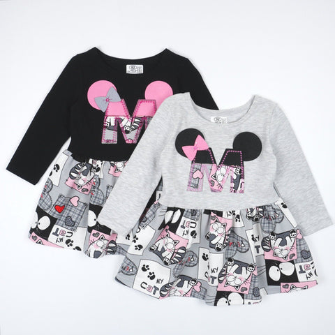 Girls' Minnie Mouse 'My Cat' Long Sleeve Dress (1-7y) - Clothes4Kids
