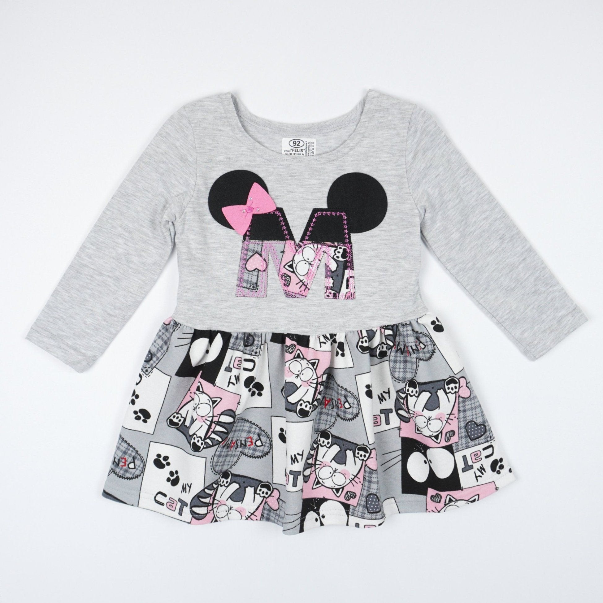 Girls' Minnie Mouse 'My Cat' Long Sleeve Dress (1-7y) - Clothes4Kids