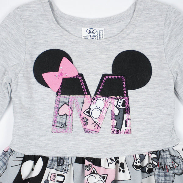 Girls' Minnie Mouse 'My Cat' Long Sleeve Dress (1-7y) - Clothes4Kids