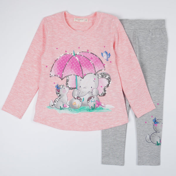 Girls' Sequin Elephant and Cat' Print Set (18m-6y) - Clothes4Kids