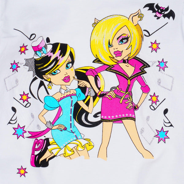 Girls' Monster High' Printed Long Sleeve White Top (18m-6y) - Clothes4Kids