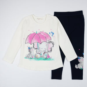 Girls' Sequin Elephant and Cat' Print Set (18m-6y) - Clothes4Kids