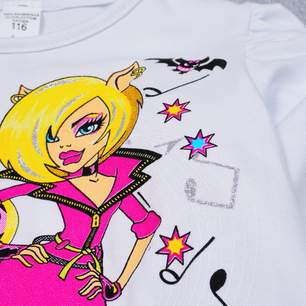 Girls' Monster High' Printed Long Sleeve White Top (18m-6y) - Clothes4Kids