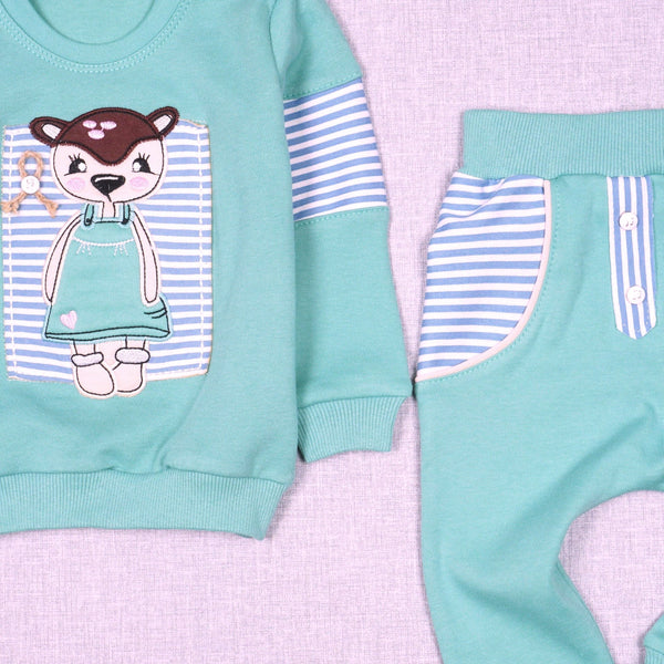 Baby Girl 'Little Doe' Grow With Me' Style Green Set (0-9m) - Clothes4Kids