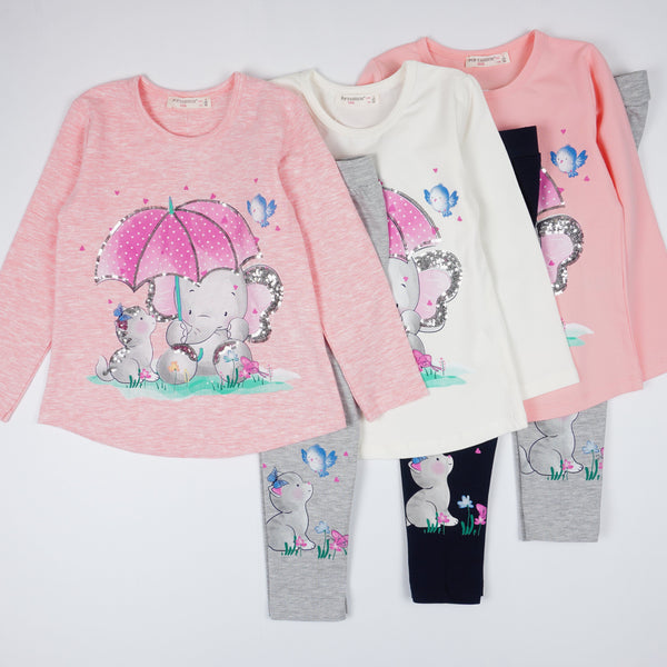 Girls' Sequin Elephant and Cat' Print Set (18m-6y) - Clothes4Kids