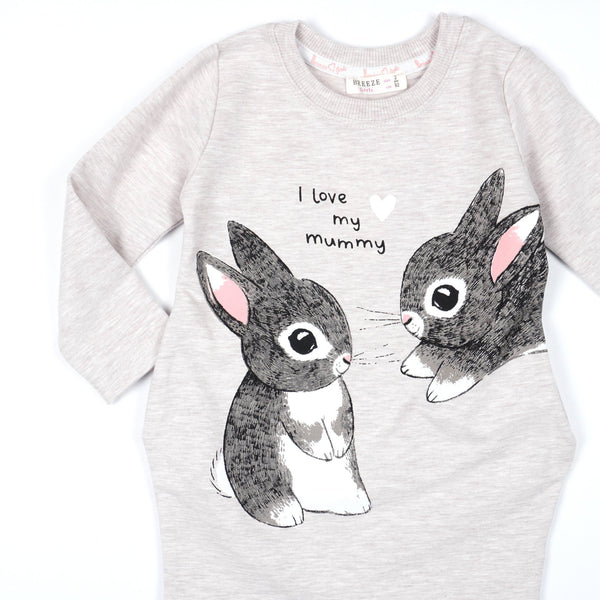 Girls' 'I Love My Mummy' Bunny Printed Long Sleeve Tunic (1-5y) - Clothes4Kids