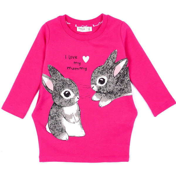 Girls' 'I Love My Mummy' Bunny Printed Long Sleeve Tunic (1-5y) - Clothes4Kids