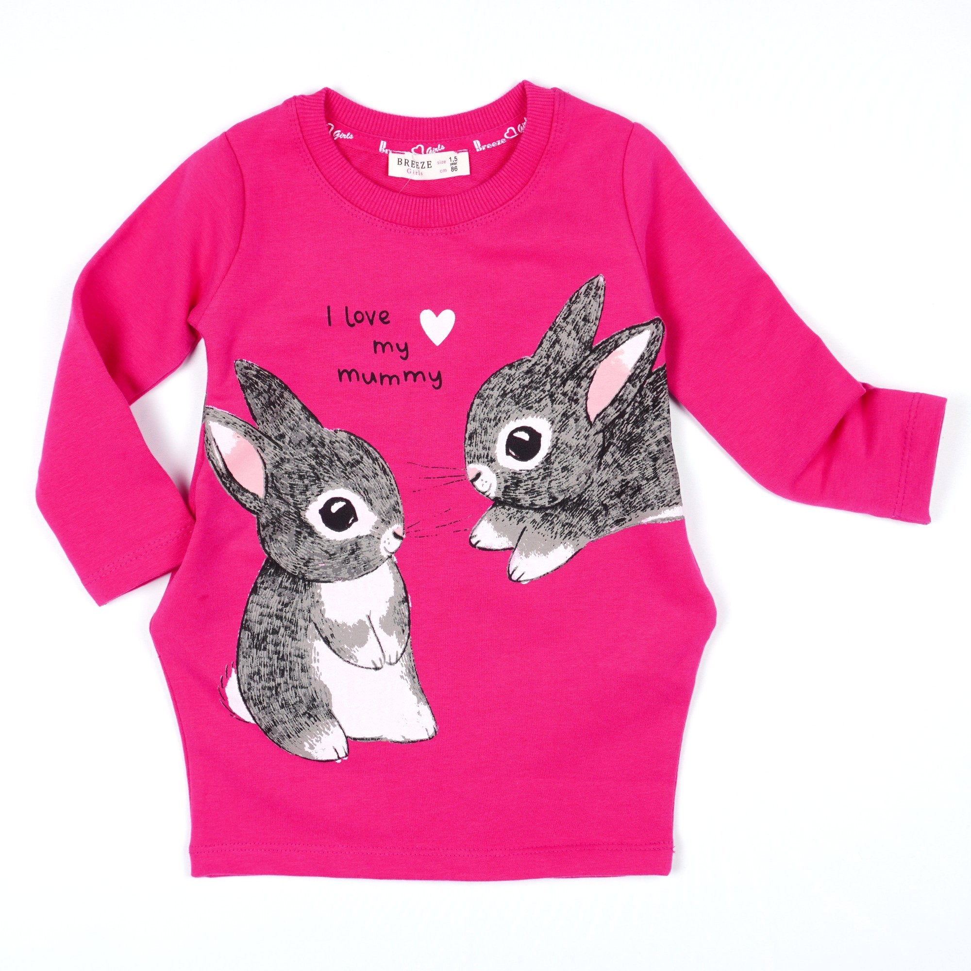 Girls' 'I Love My Mummy' Bunny Printed Long Sleeve Tunic (1-5y) - Clothes4Kids