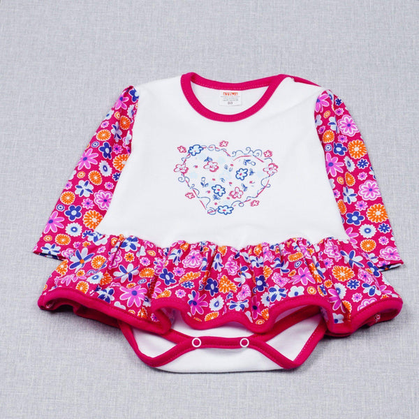 Baby Girls' Pink 'Flower' Long Sleeve Bodysuit/Dress (0-18m) - Clothes4Kids
