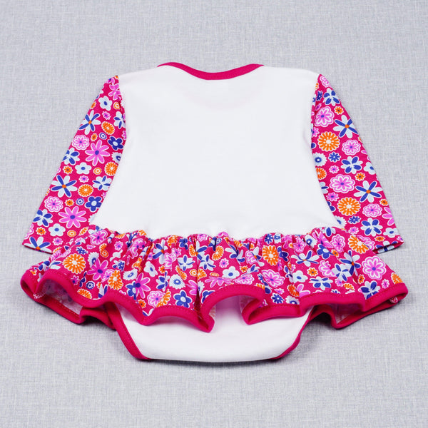 Baby Girls' Pink 'Flower' Long Sleeve Bodysuit/Dress (0-18m) - Clothes4Kids