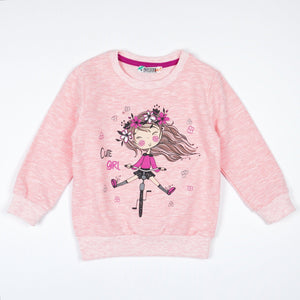 Girls' 'Cute Girl' Printed Long Sleeve Sweatshirt Pink Melange 18m-6y) - Clothes4Kids